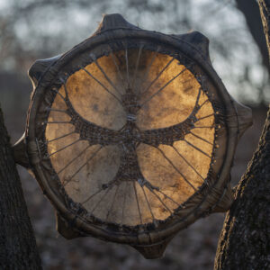 natural hide shaman drum 45 cm birch wood frame